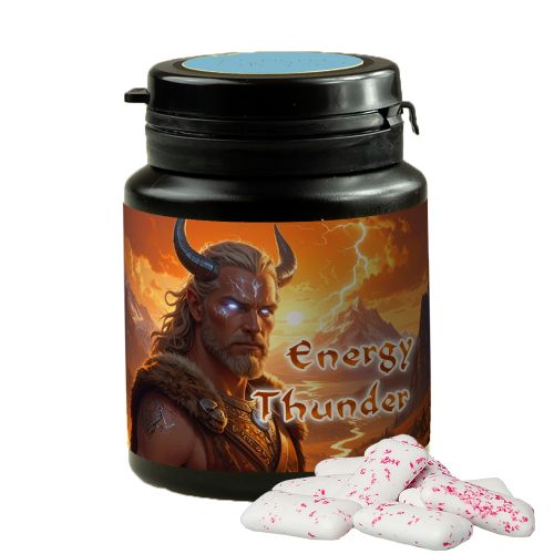 Energy chewing gum, ca. 63g, chewing gum jar black with label