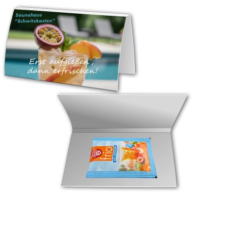 Bag tea cold brew - frio Pfirsich-Maracuja, ca. 4,5g, express promotional card A6 folded with print