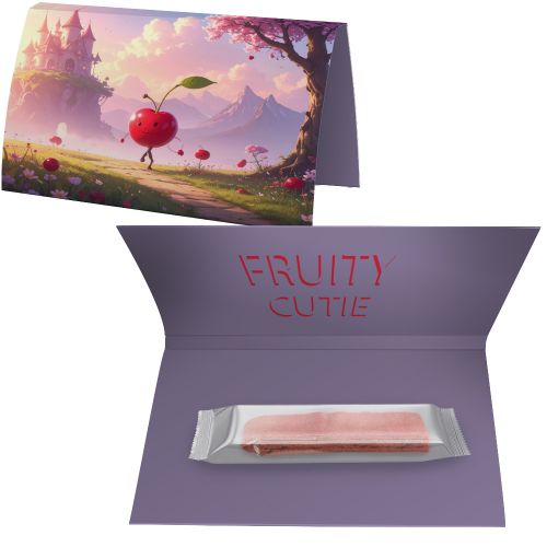 Cherry Fruit Strip (vegan), ca. 5g, express promotional card A5 folded with print